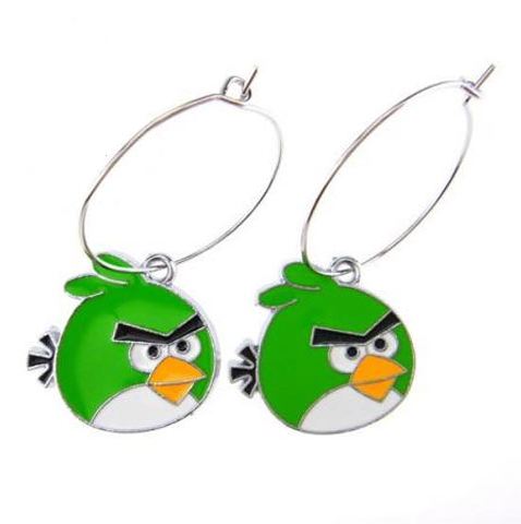 Stylové náušnice ANGRY BIRDS - zelený pták