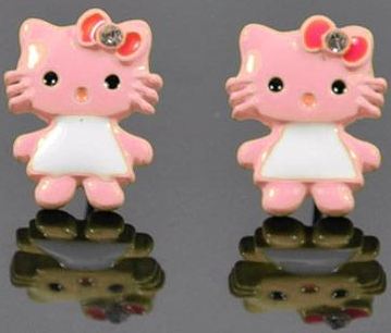 Náušnice HELLO KITTY - růžová barva