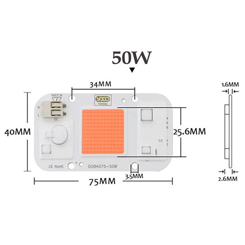Výkonová 50W GROW LED dioda