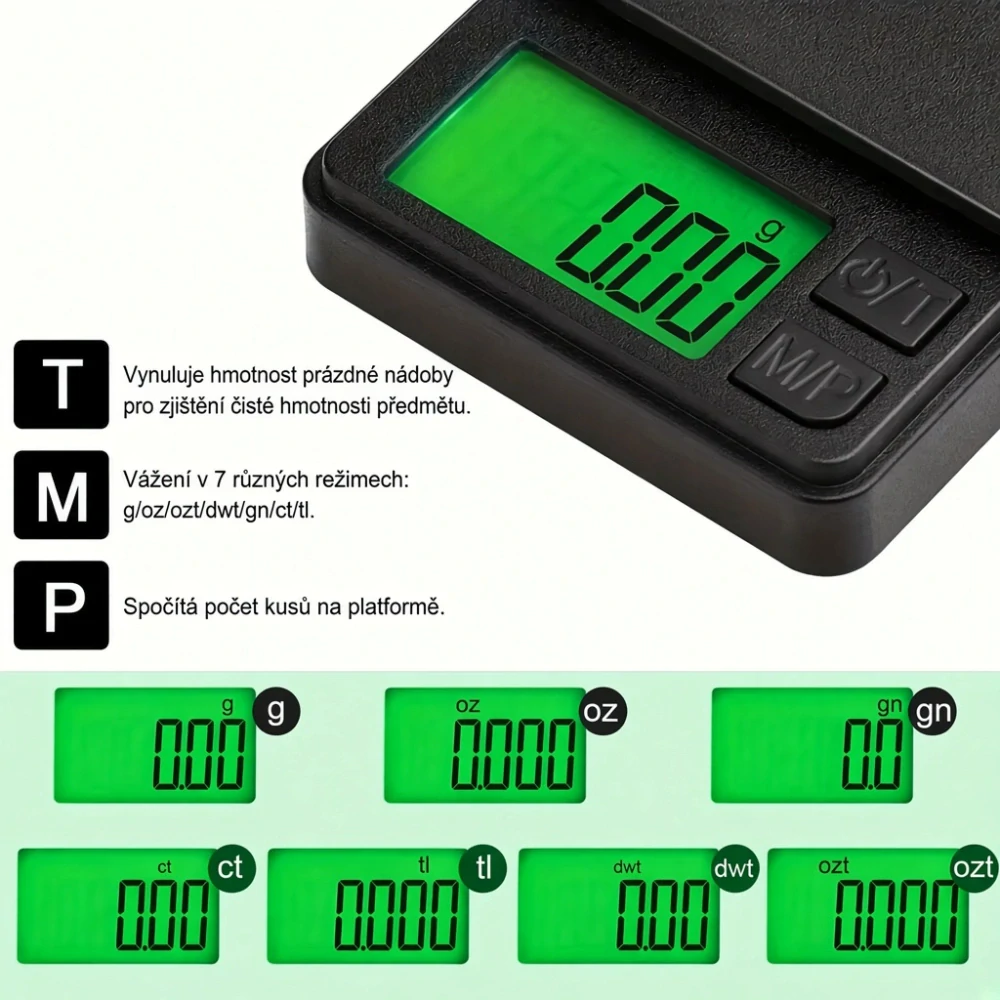 Přesná digitální kapesní váha - 500g/0,01g