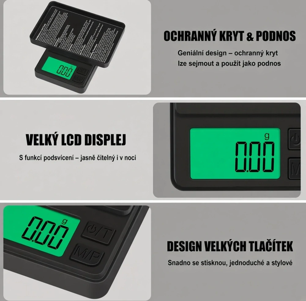 Přesná digitální kapesní váha - 500g/0,01g