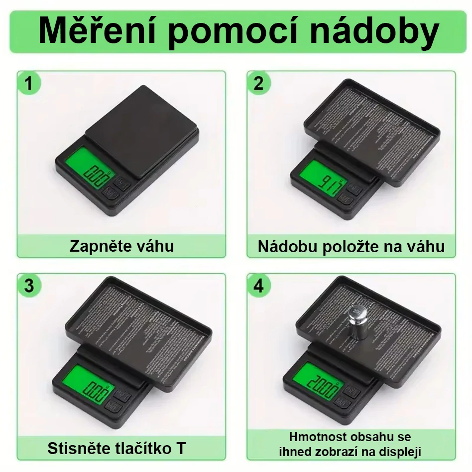 Přesná digitální kapesní váha - 500g/0,01g